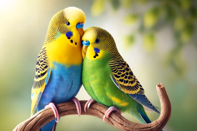 Wie erkennt man das Geschlecht eines Wellensittichs? – Eine einfache Anleitung 23 Zwei Wellensittiche unterschidlichen Geschlechts kuscheln