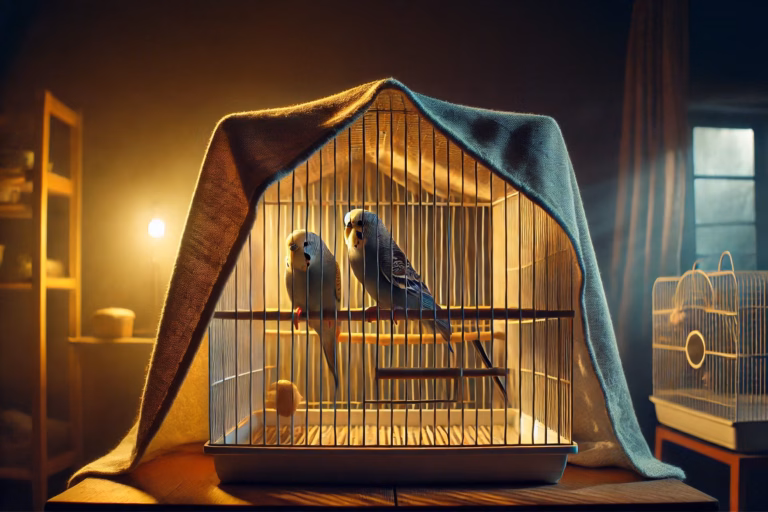 Vogelkäfig nachts abdecken: Der Ratgeber für einen ruhigen Vogelschlaf 24 zwei Wellensittiche im abgedeckten Käfig