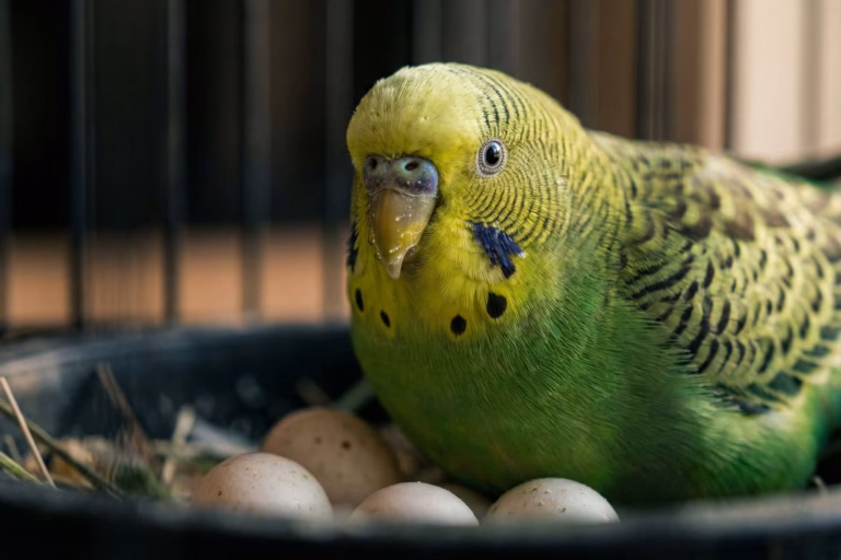 Legezwang beim Wellensittich: Dauerlegen stoppen & helfen 22 Wellensittichweibchen sitzt im Nistkasten neben mehreren Eiern